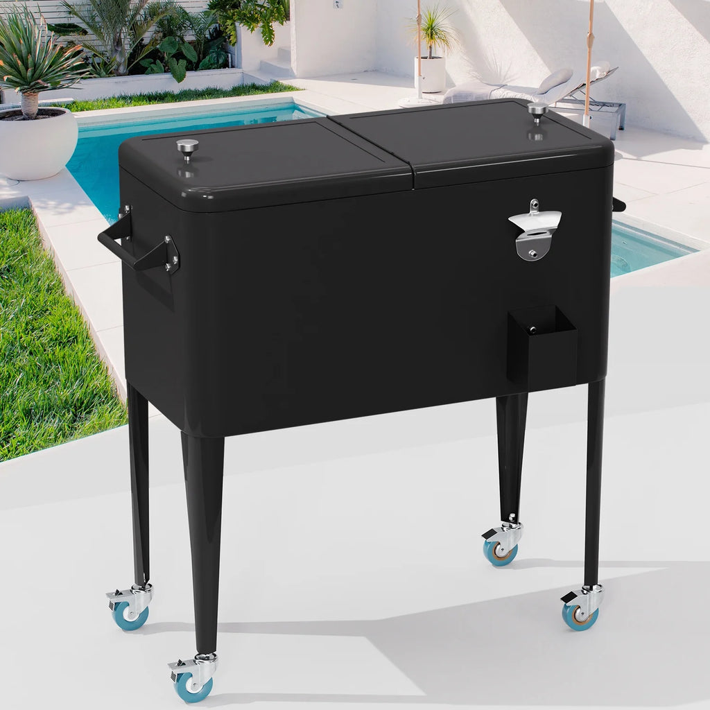 80 Quart Rolling Ice Cooler with Wheels and Bottle Opener E491198