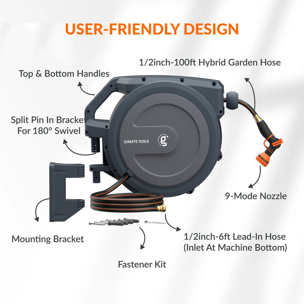 Retractable Garden Hose Reel 1/2in 100ft W441115
