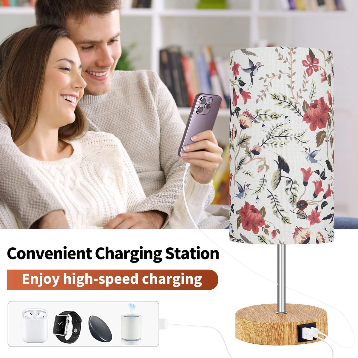 15" Touch Control Table Lamp with Dual USB Ports C931
