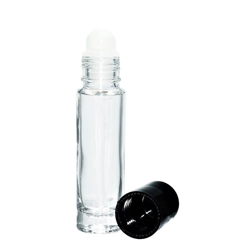 1/3 oz. Clear Glass Roll-on Bottle with Black Cap T723923