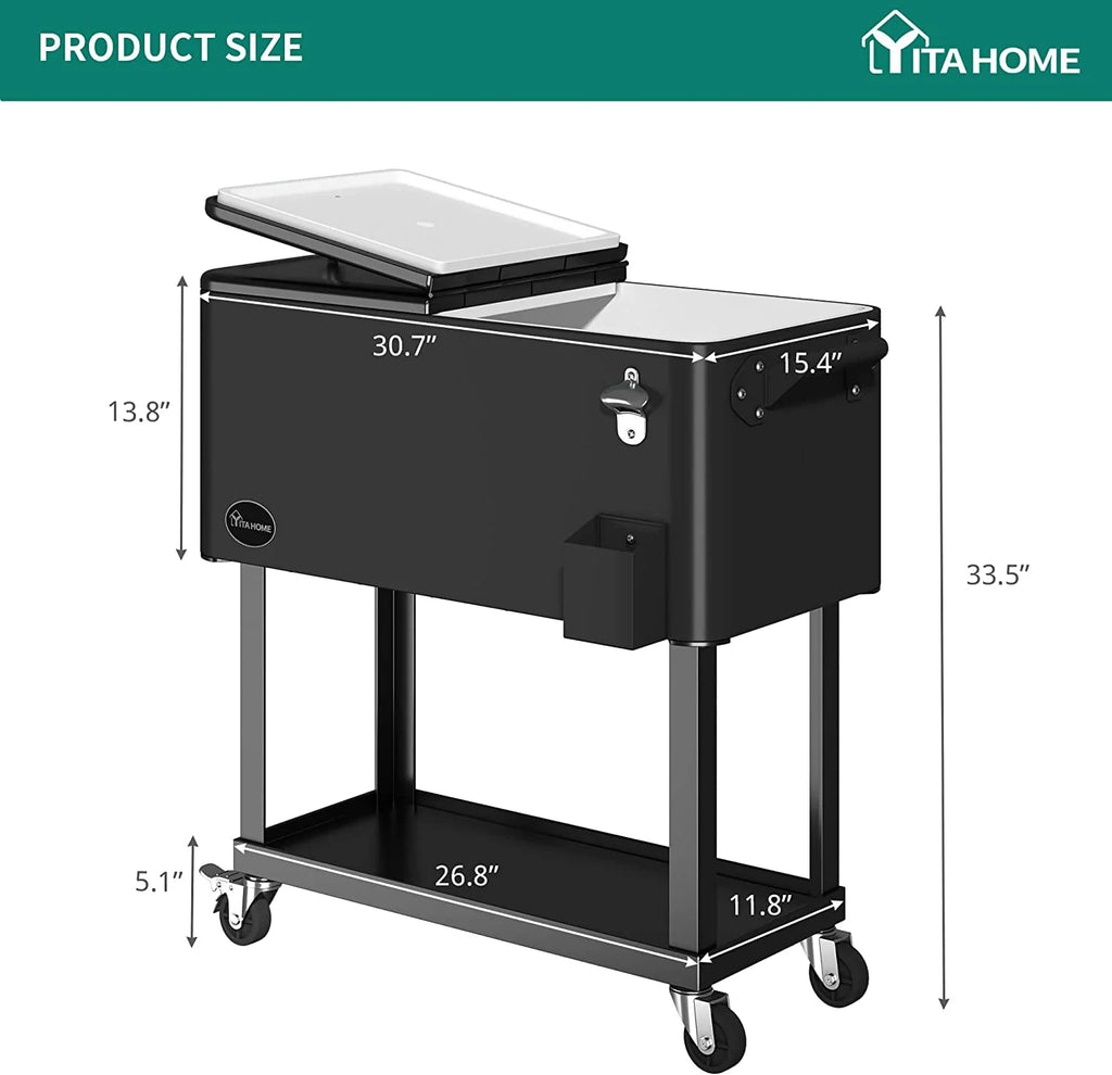 80 Quart Rolling Cooler Cart with Wheels T629