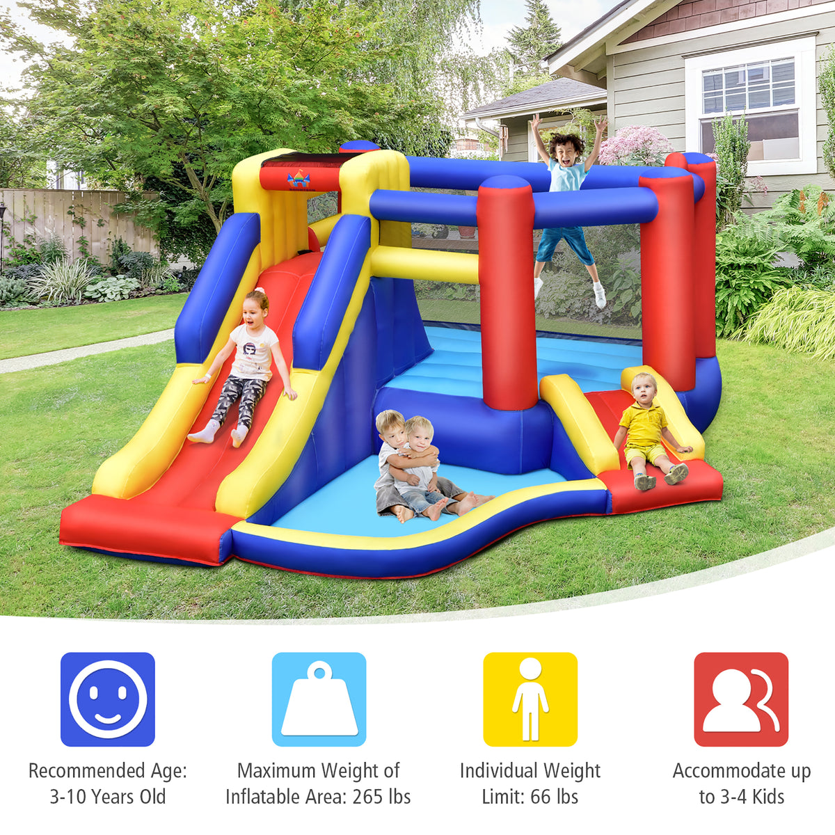 Inflatable Bouncy Castle with Double Slides A676974