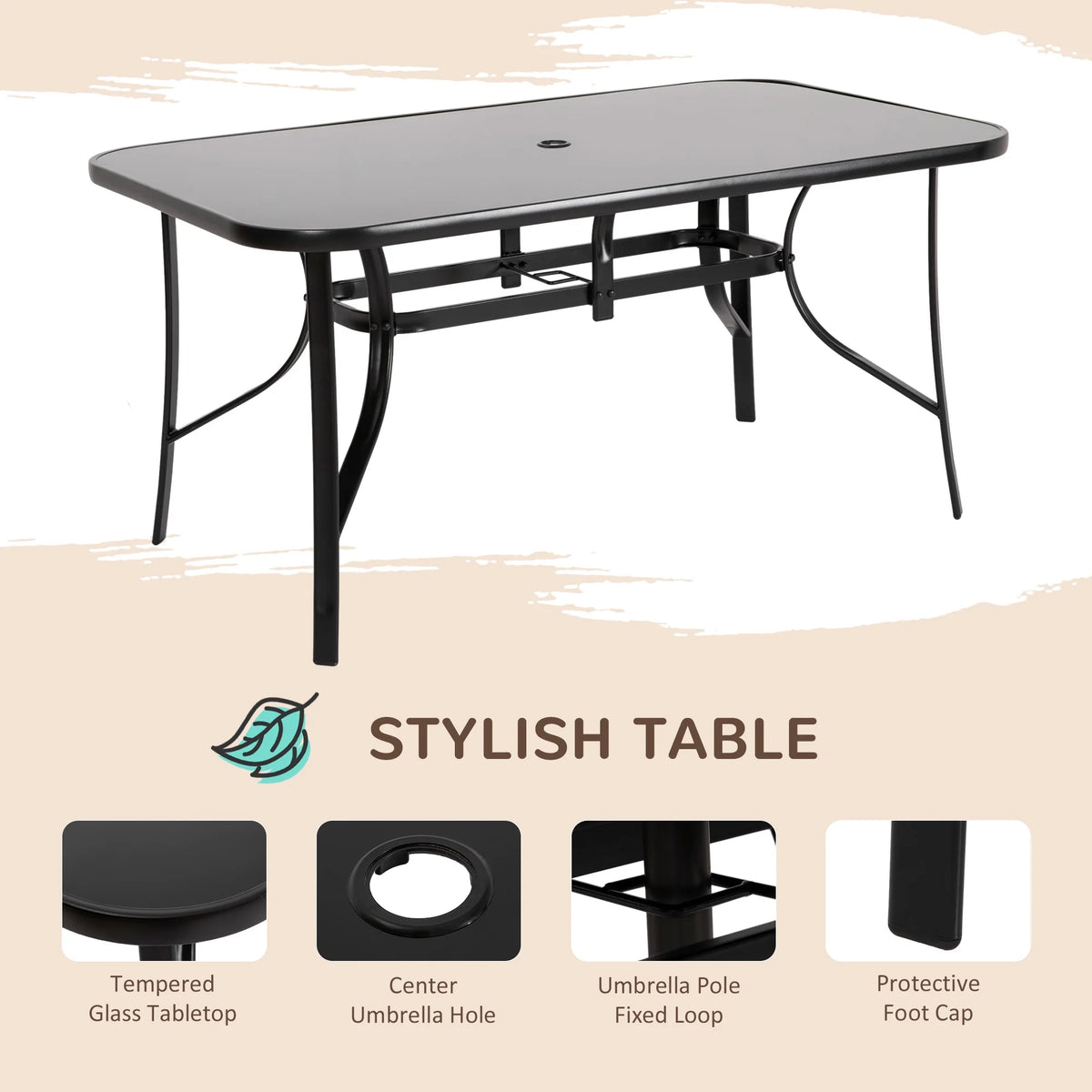 Patio Dining Set for Six with Umbrella E944