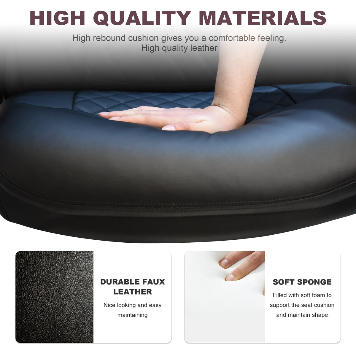 Heavy Duty High Back Ergonomic Leather Office Chair, Black L109863
