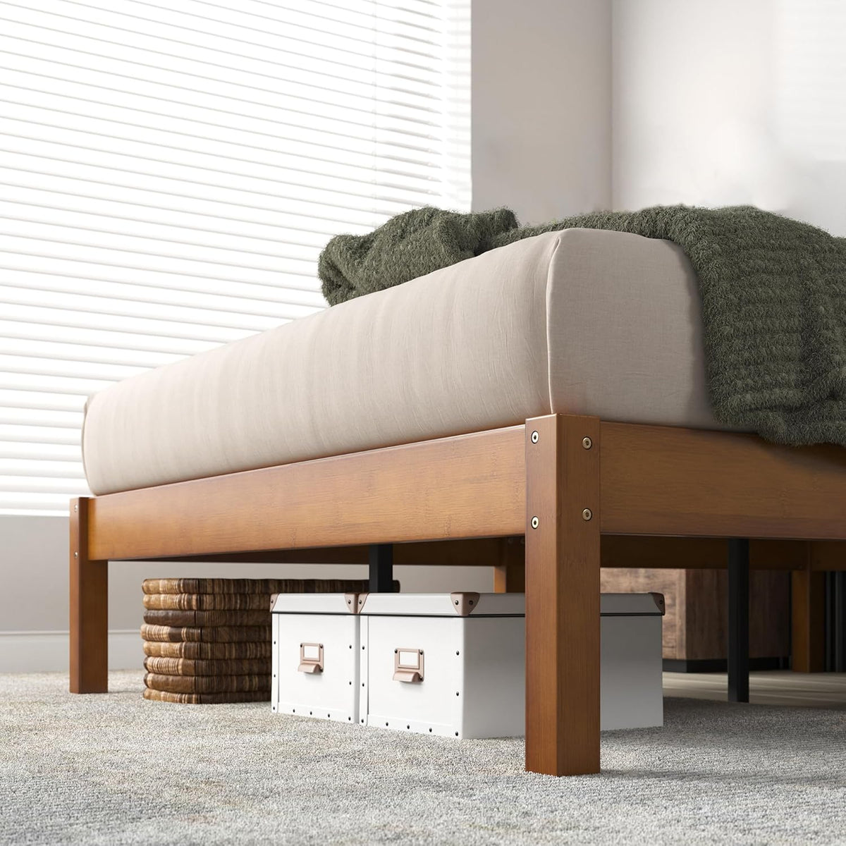 14 Inch Bamboo Platform Bed Frame, Wood Slat Support, Full R356493