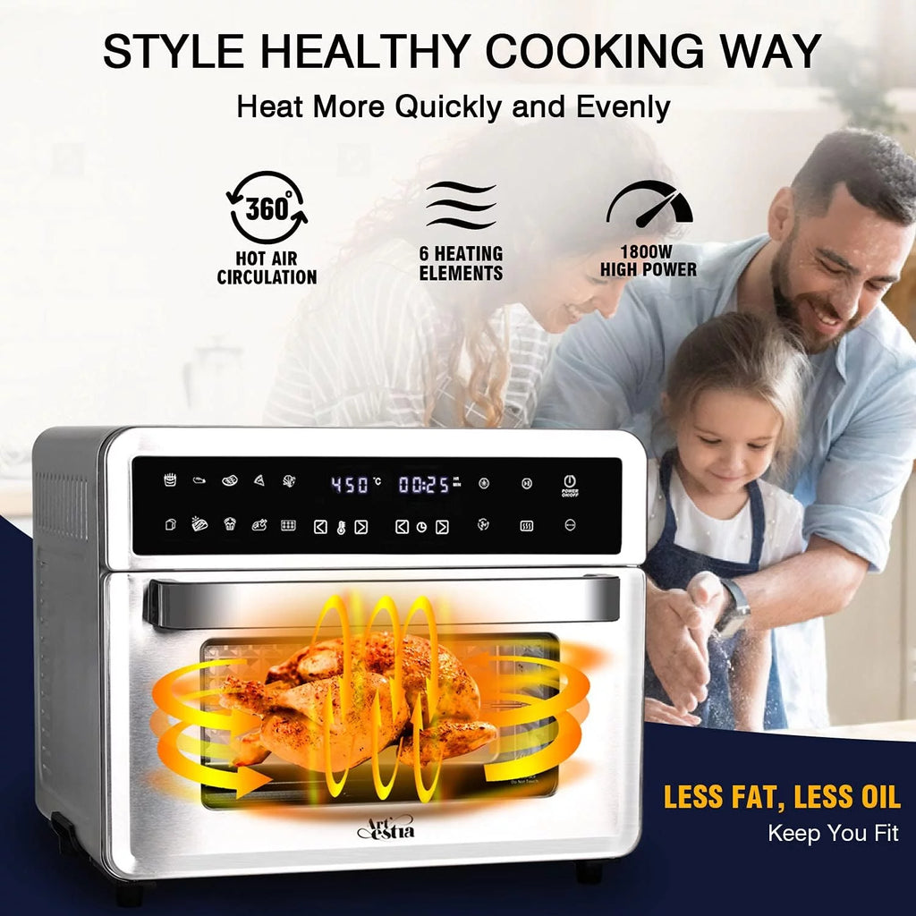 26QT Extra Large Digital Convection Oven Air Fryer Combo With Rotisserie And Dehydrator Q148