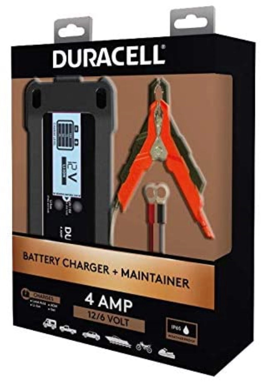 4 Amp Battery Charger Maintainer with LCD Display for 6V, 12V, Lithium Ion Battery N8171