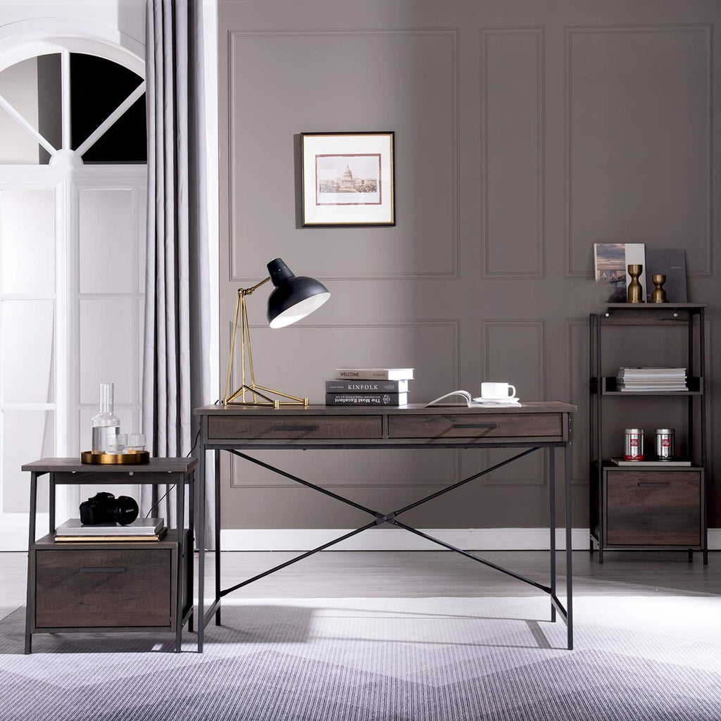 Smoky Oak Bookcase with Storage Shelf and Drawer V61745