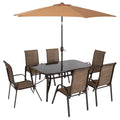Patio Dining Set for Six with Umbrella E944