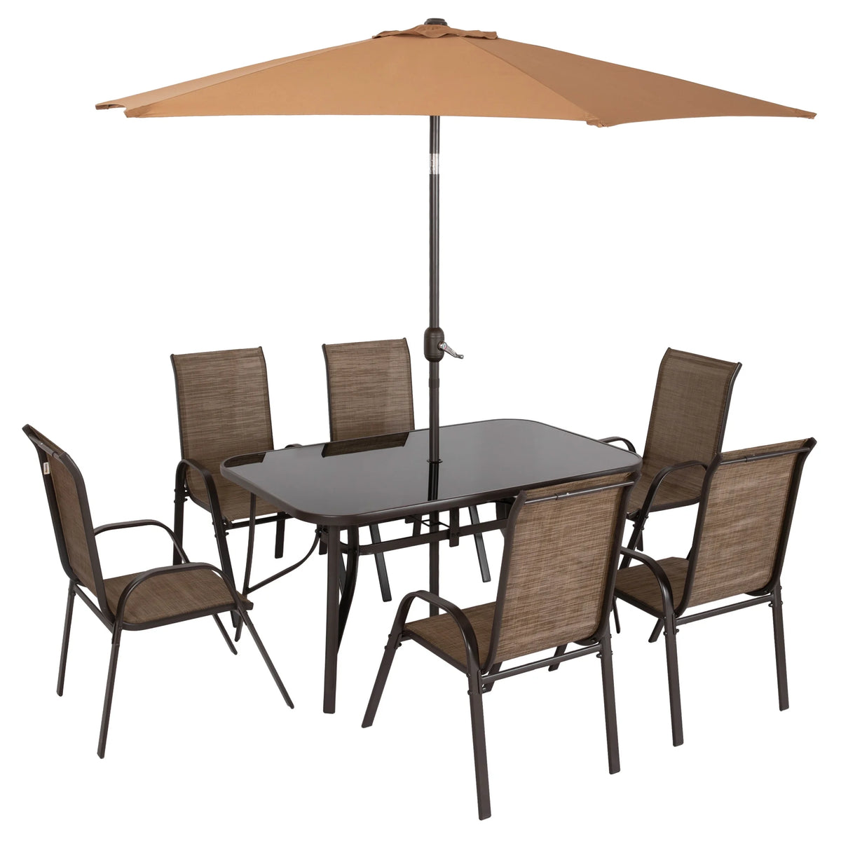 Patio Dining Set for Six with Umbrella E944