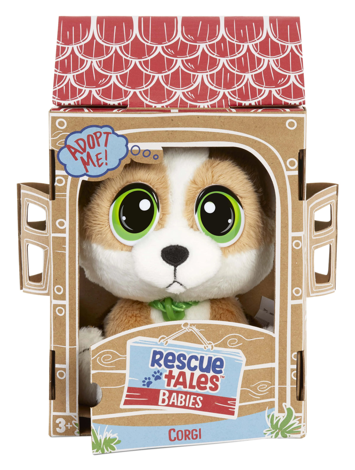 Corgi Plush Toy with Collar, Tag, Doghouse, Stickers K186800