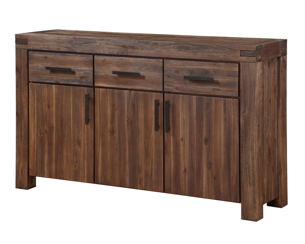 8PC Rectangle Table 6 Water Hyacinth Chair Sideboard Dining Set Acacia Rustic Brown R614675