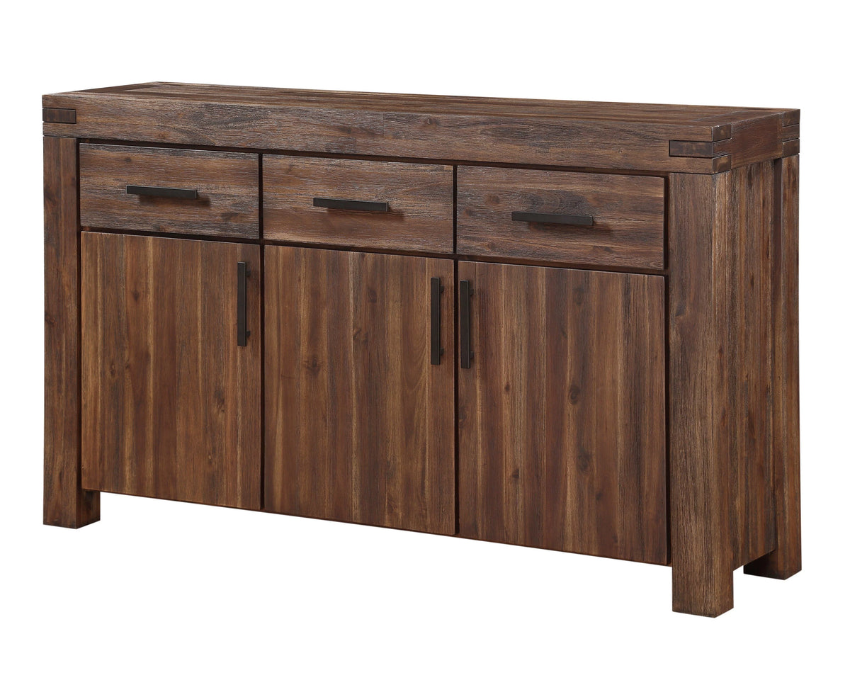 8PC Rectangle Table 6 Water Hyacinth Chair Sideboard Dining Set Acacia Rustic Brown R614675