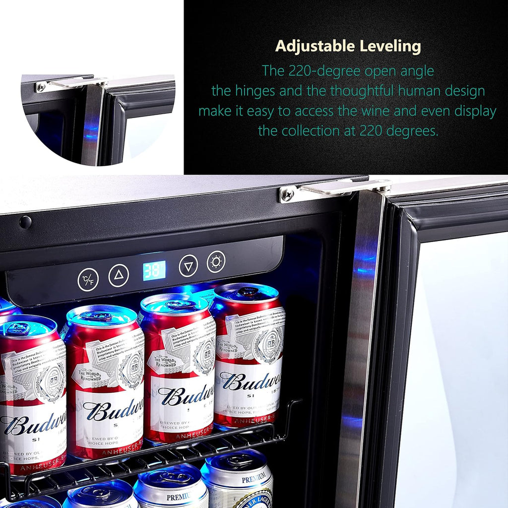 15" Beverage Cooler and Refrigerator, 96 Cans Capacity Mini Fridge V212