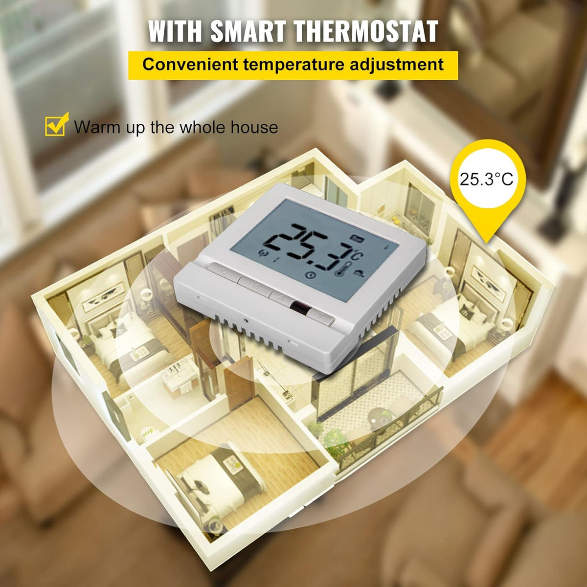 Floor Heating Cable 166.7 Square Feet with Temperature Control Panel Q3007