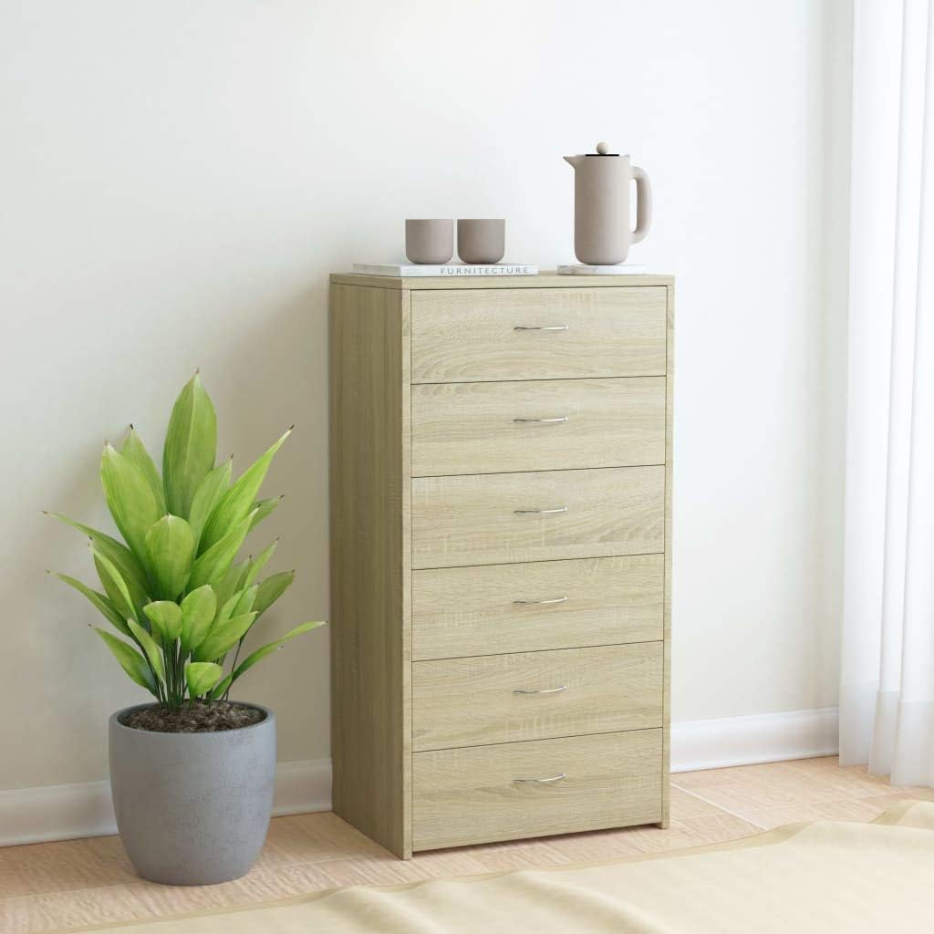 6 Drawer Chipboard Chest (White and Sonoma Oak) C66181