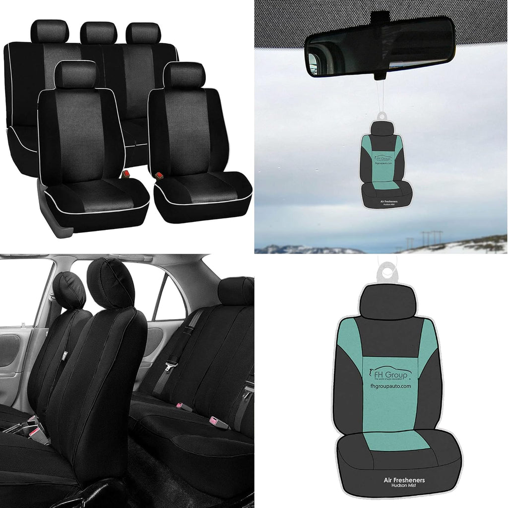 Beige Black Full Set Car Seat Covers Q16270