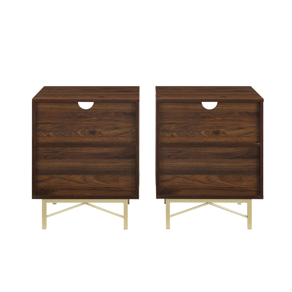 Modern Single Drawer Nightstand, Set of 2, Dark Walnut U4832