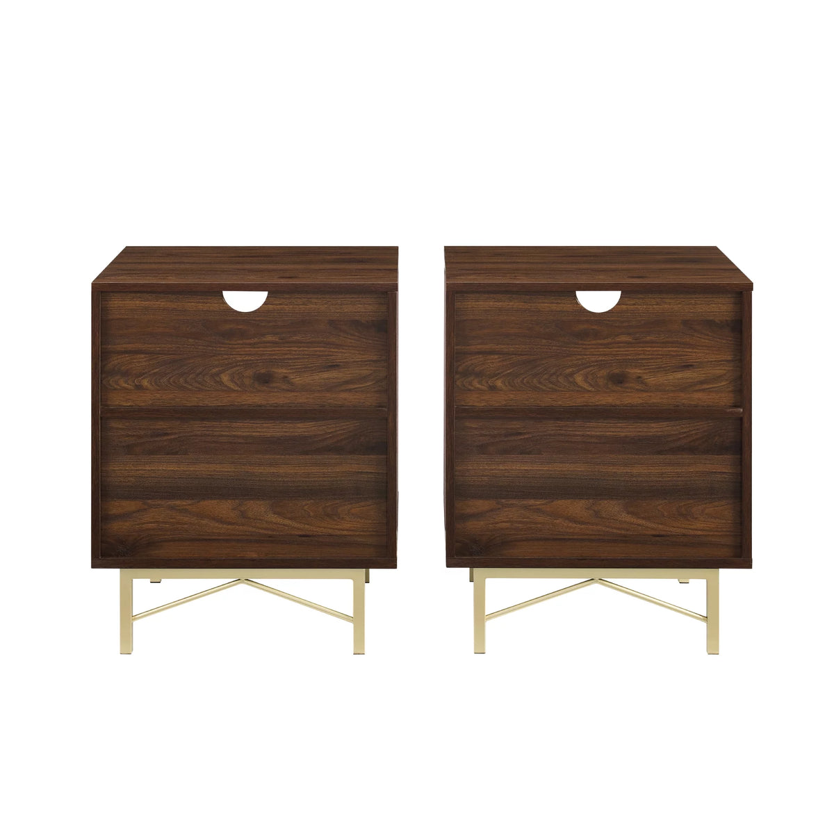 Modern Single Drawer Nightstand, Set of 2, Dark Walnut U4832