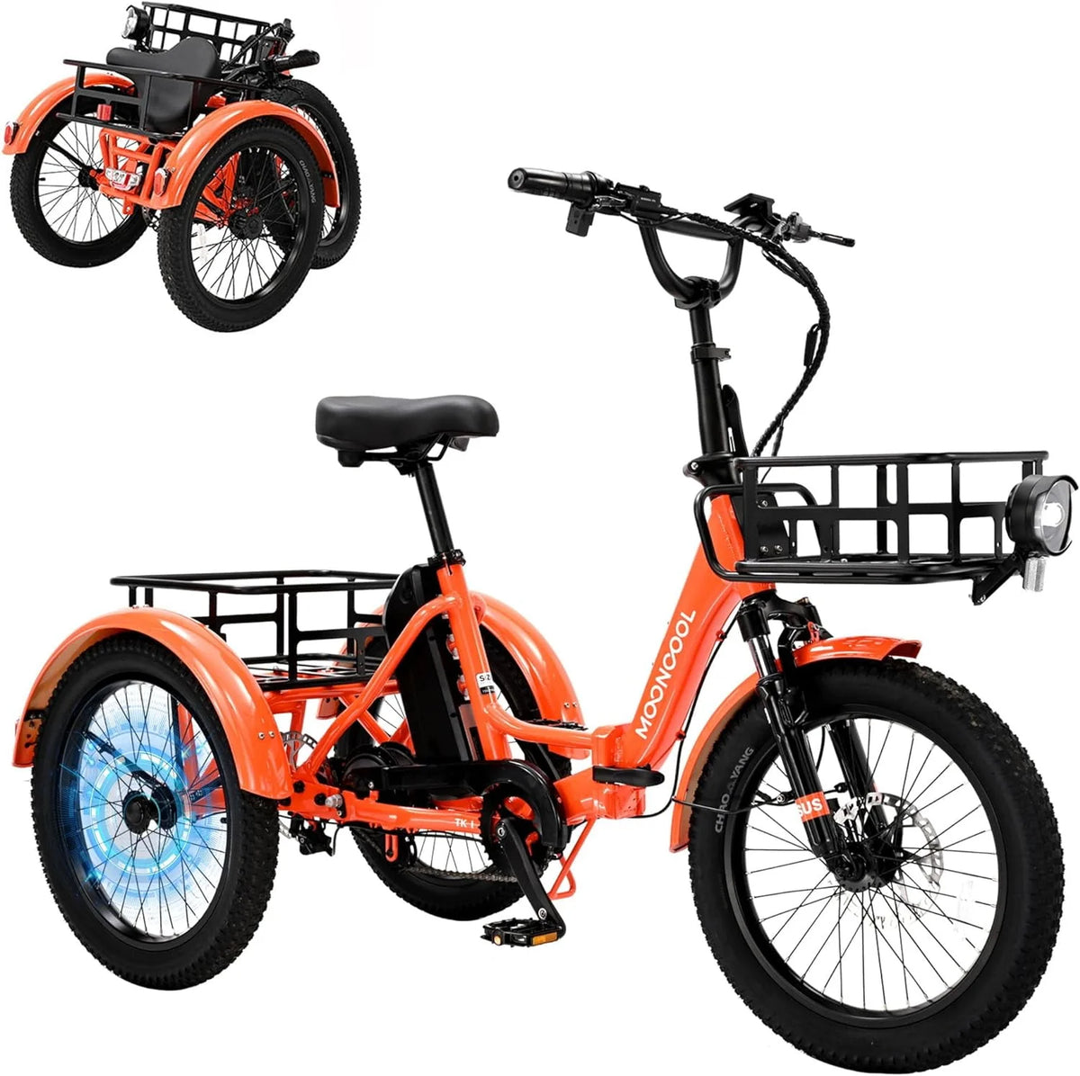 350W 7 Speed 3 Wheel Electric Tricycle with Rear Basket L373417