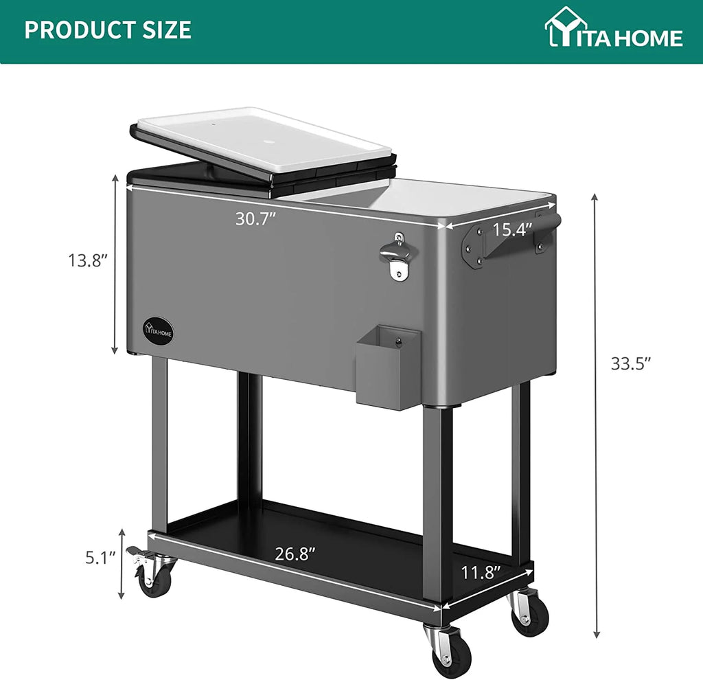 80 Quart Rolling Cooler Cart with Wheels T629