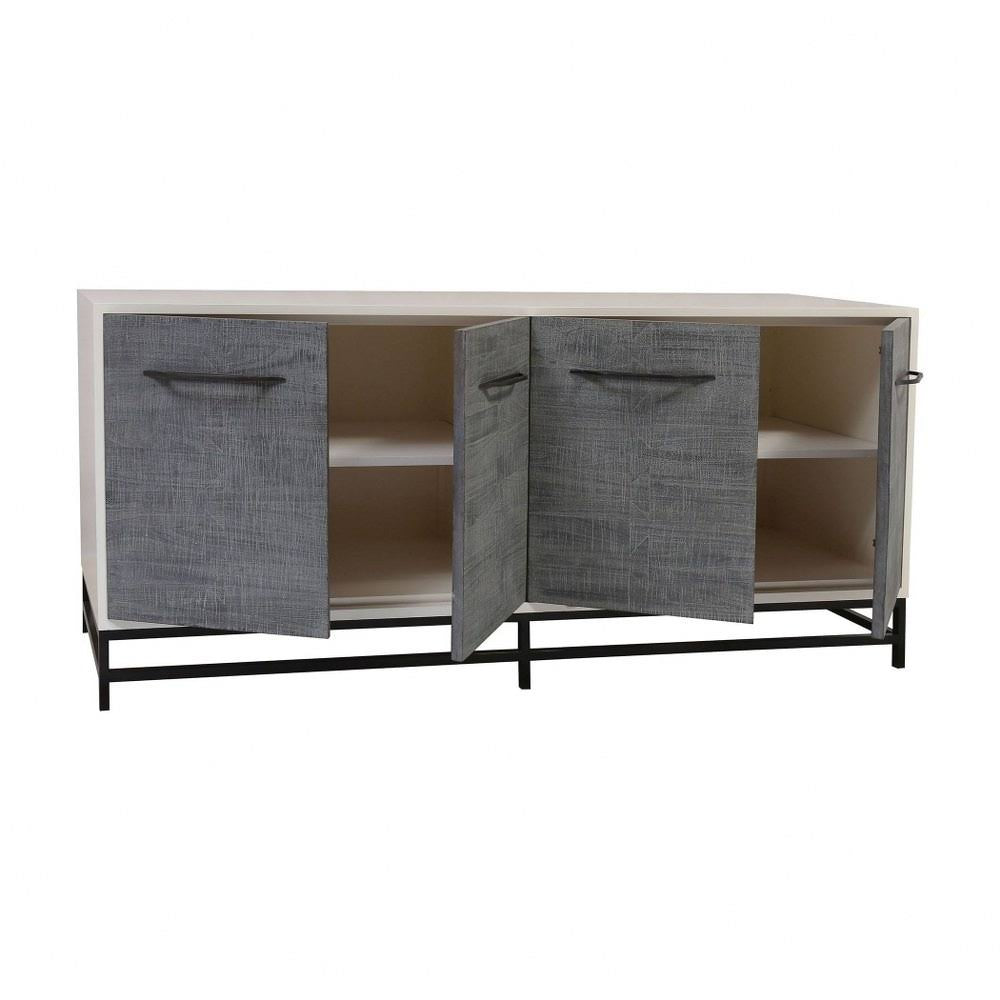 Grey Stain Four Door Drawers Buffet Table J899255