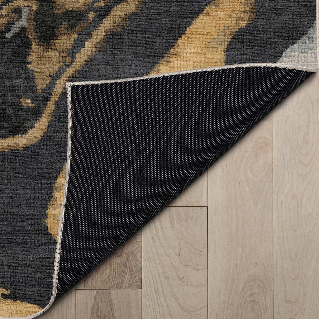 Black Gold Flatweave Area Rug Q722