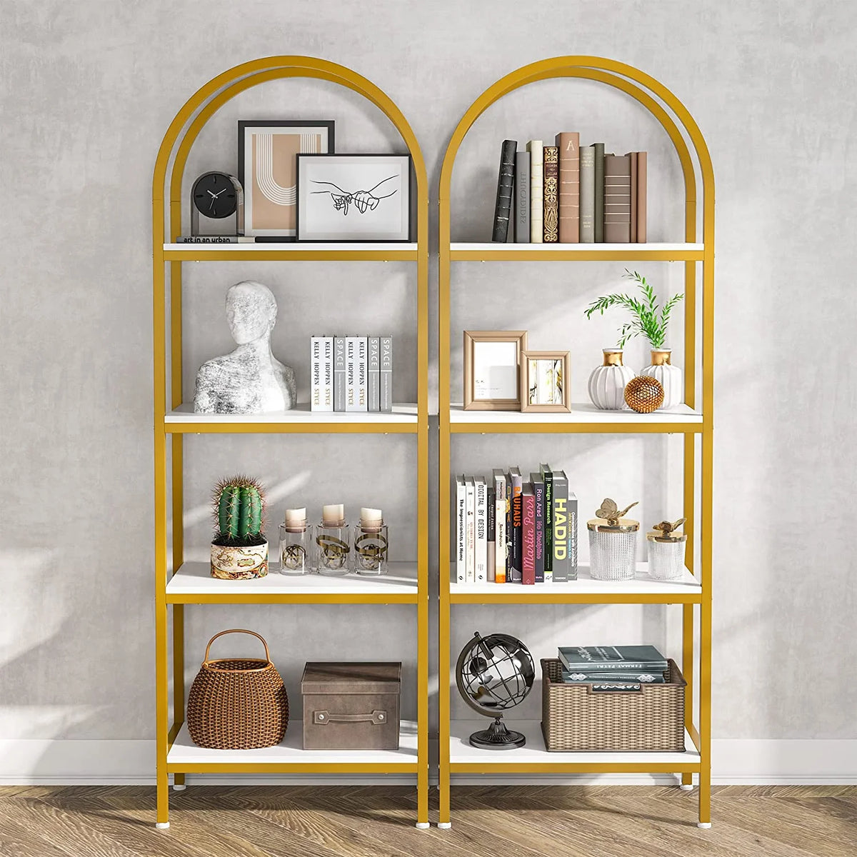 4-Tier 70.8" Arched Bookshelf with Metal Frame K321891