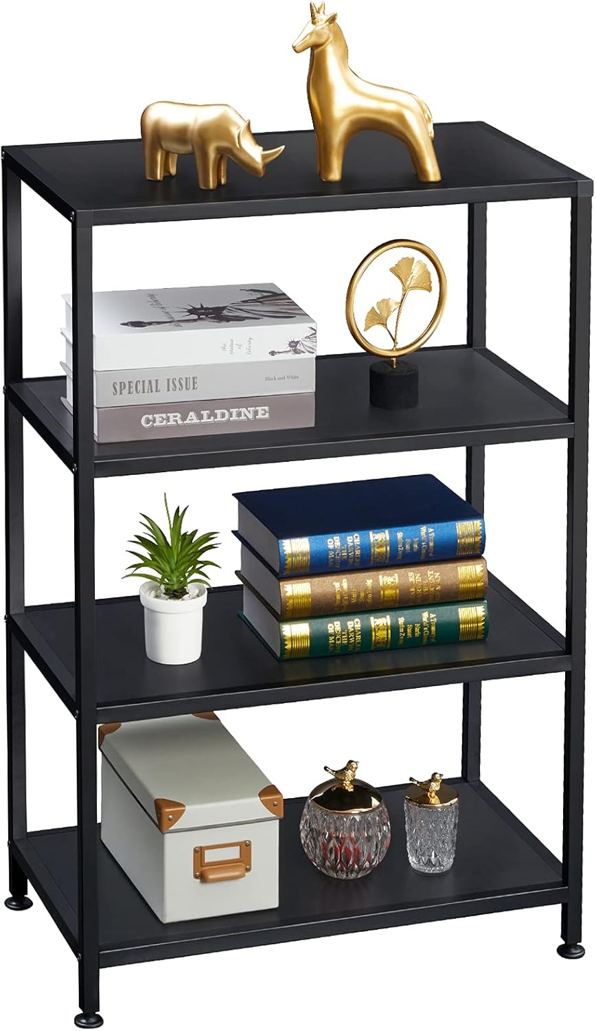 4-Tier Industrial Bookshelf with Metal Frame D82711