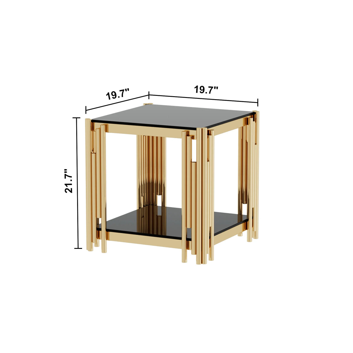 Stainless Steel Square Glass End Table O37927