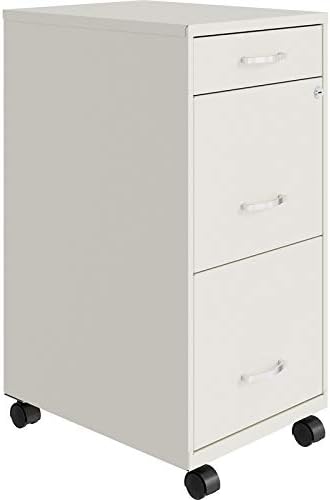 White 3 Drawer Metal Mobile File Cabinet with Lock N217