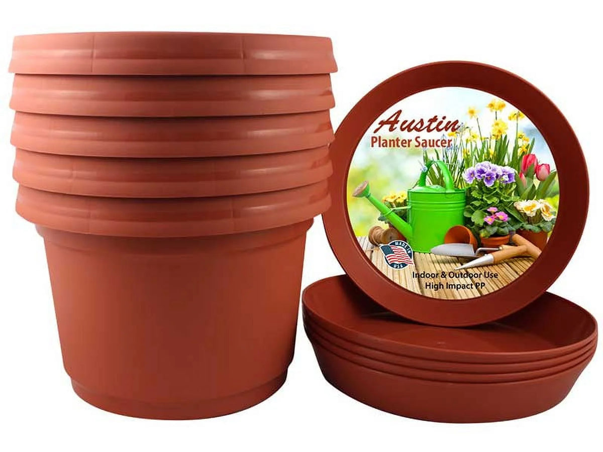 Case of 5 12 inch Terra Cotta Plastic Flower Pot with Saucers D562994