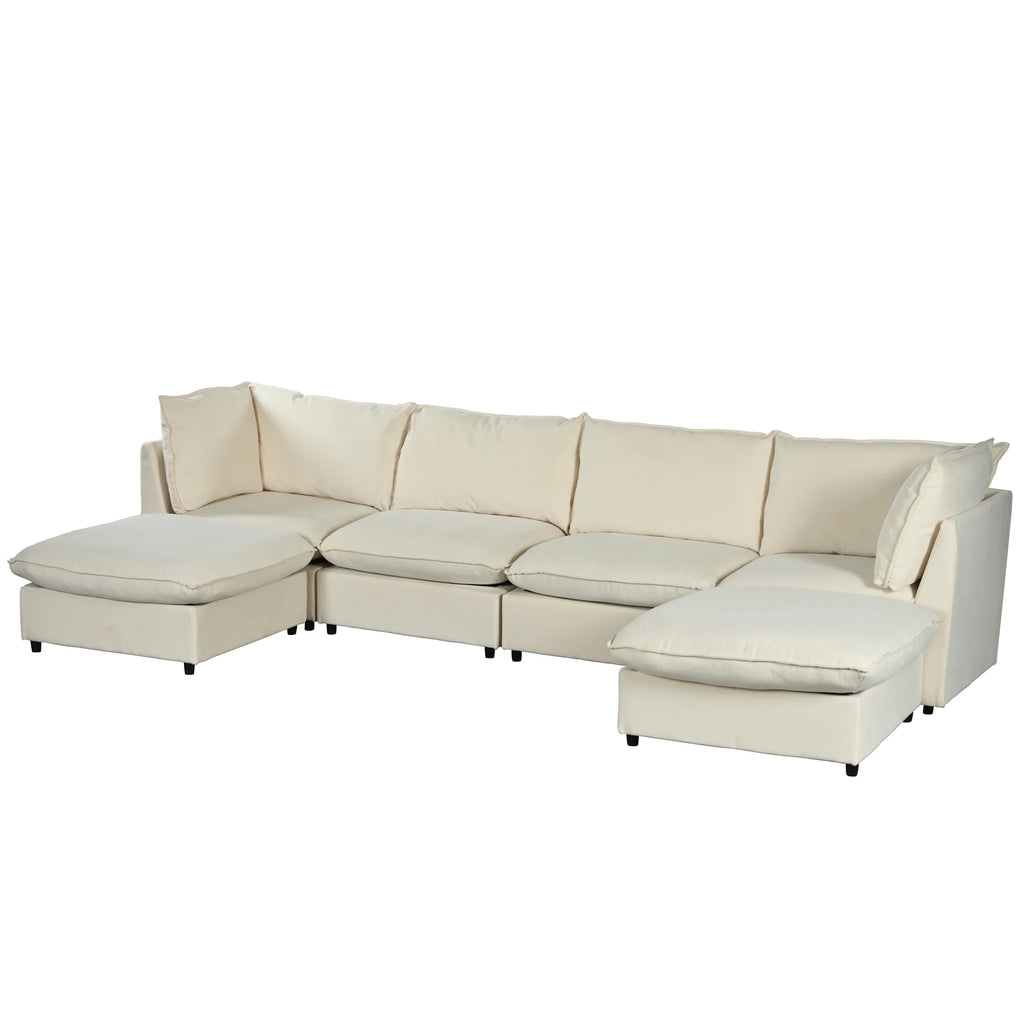 Large U-Shape Sectional Sofa with Removable Ottomans K394