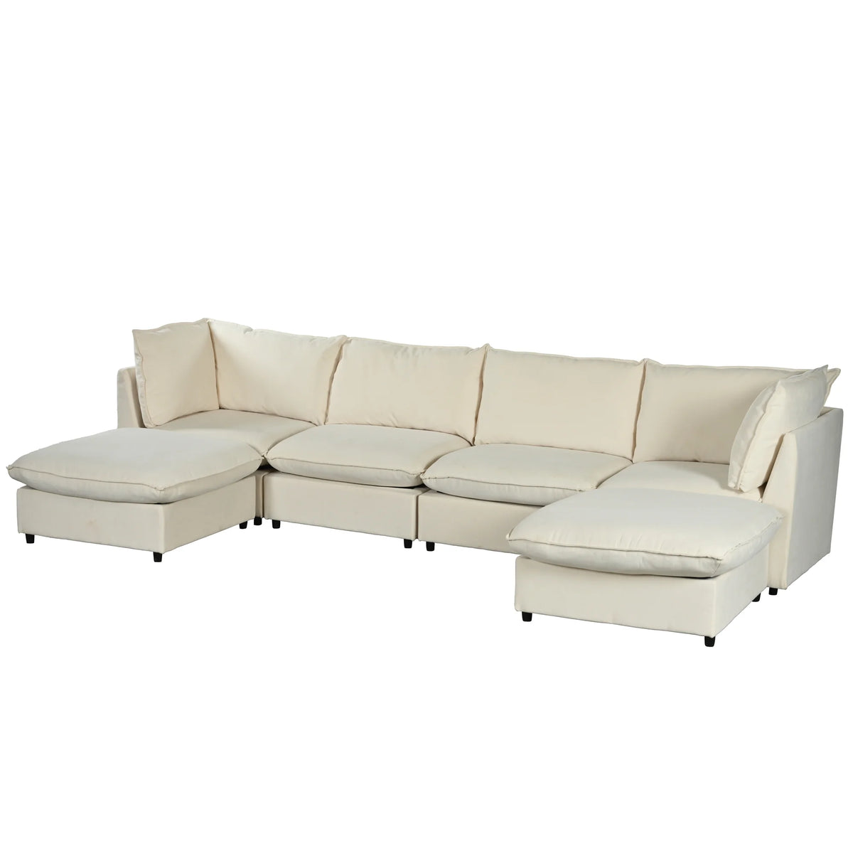 Large U-Shape Sectional Sofa with Removable Ottomans K394