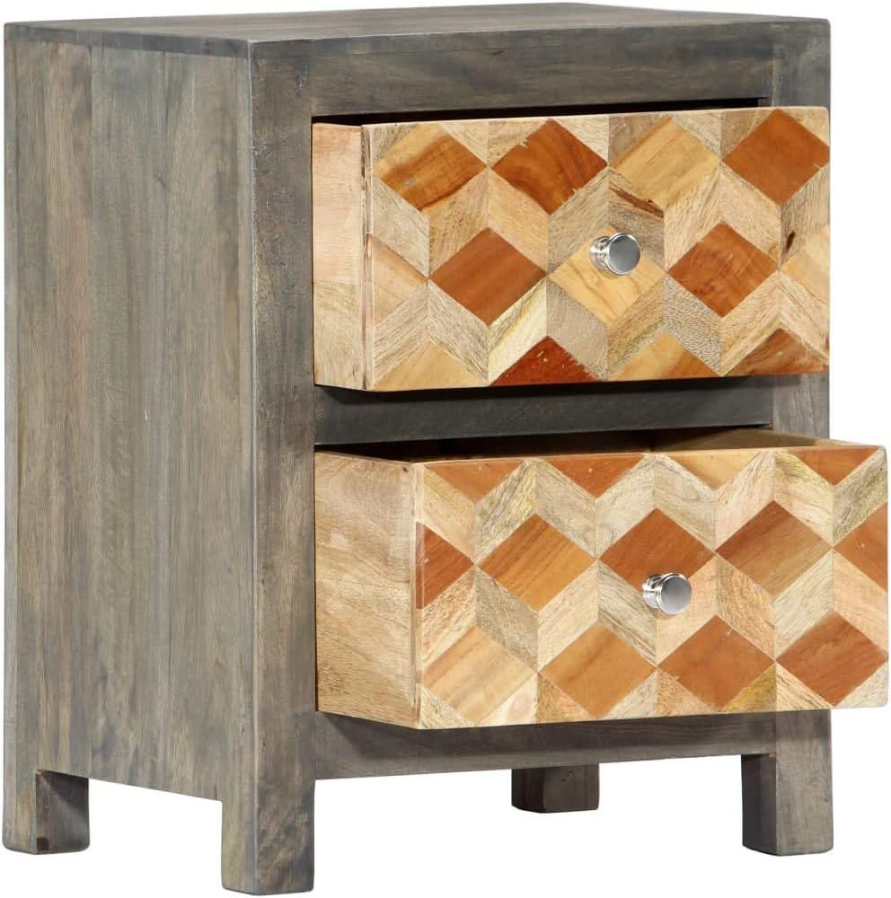 Gray Solid Mango Wood Bedside Cabinet G474
