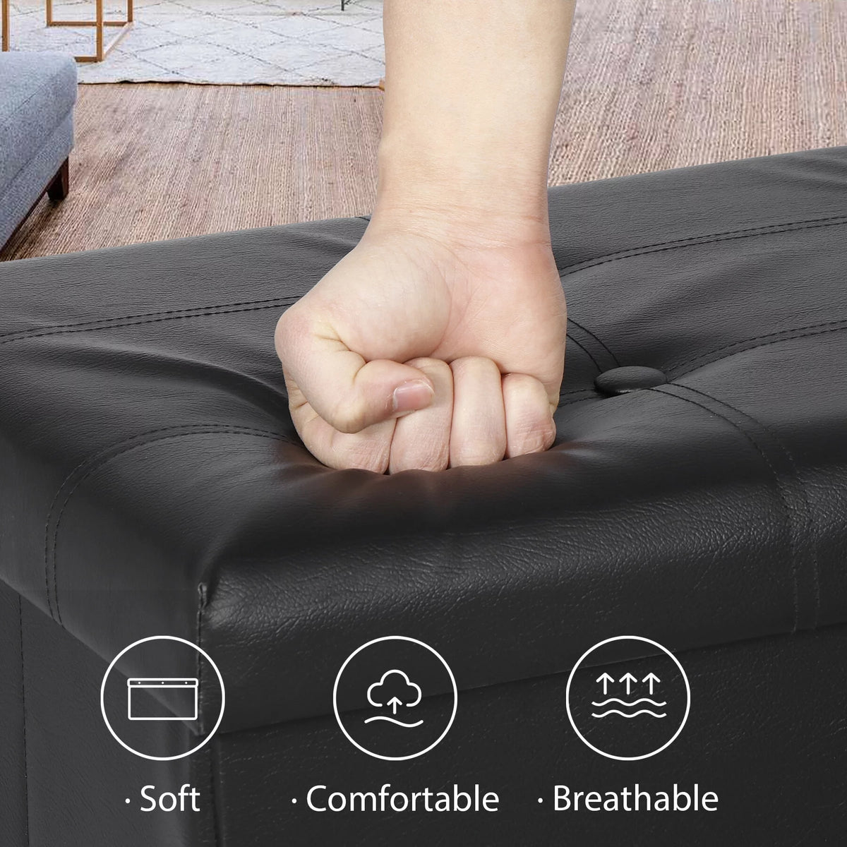 43 Inches Folding Storage Ottoman Bench K9897