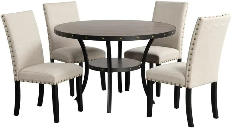 Solid Wood Round Dining Table 48-Inch Gray P946965