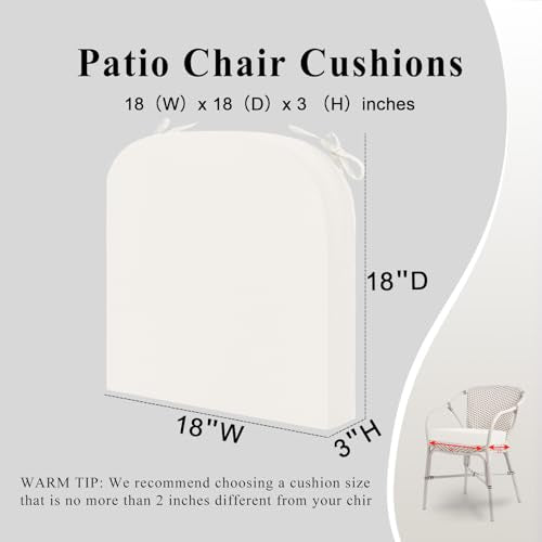 Waterproof Memory Foam Outdoor Chair Cushions Set of 2, 18x18x3 Inch, Blue H37255
