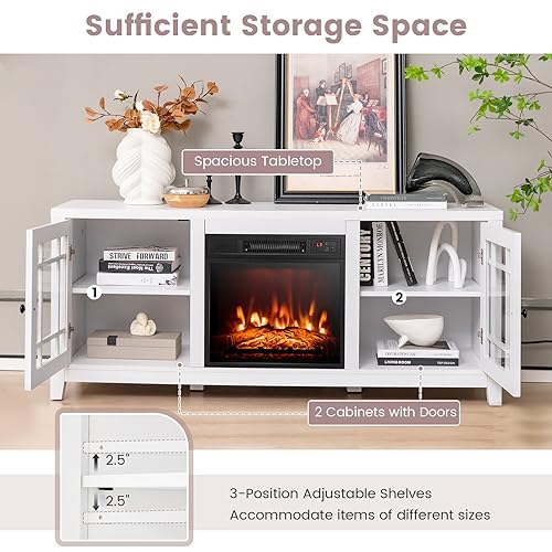 58 Inch TV Console with Electric Fireplace Insert P168