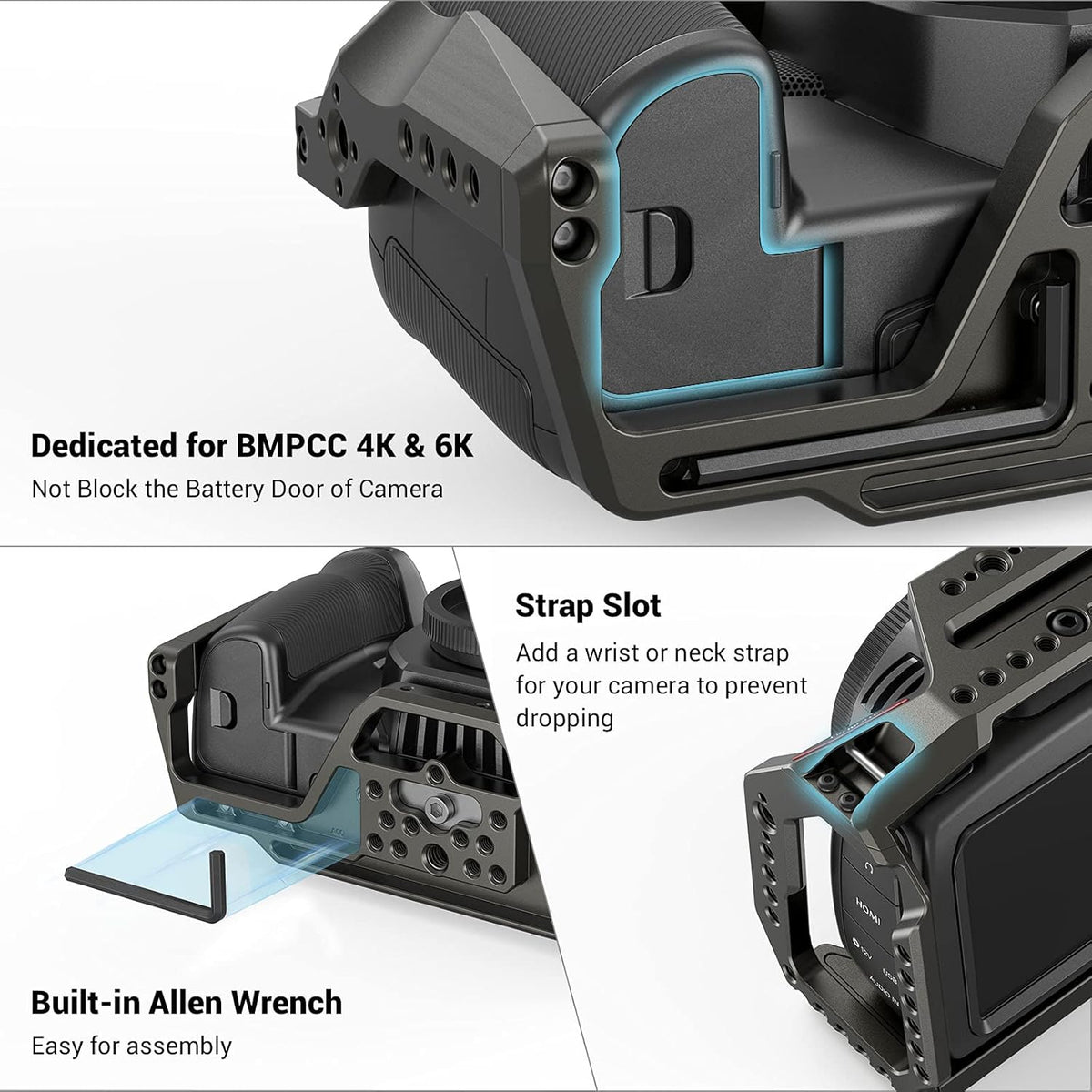 Camera Cage for BMPCC 4K & 6K with NATO Rails M481