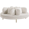 Cream Velvet Roundabout Sofa with Gold Iron Legs L977983