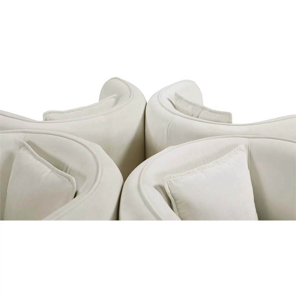 Cream Velvet Roundabout Sofa with Gold Iron Legs L977983