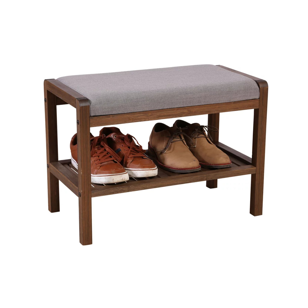 Solid Bamboo Padded Bench Dark Brown B992653