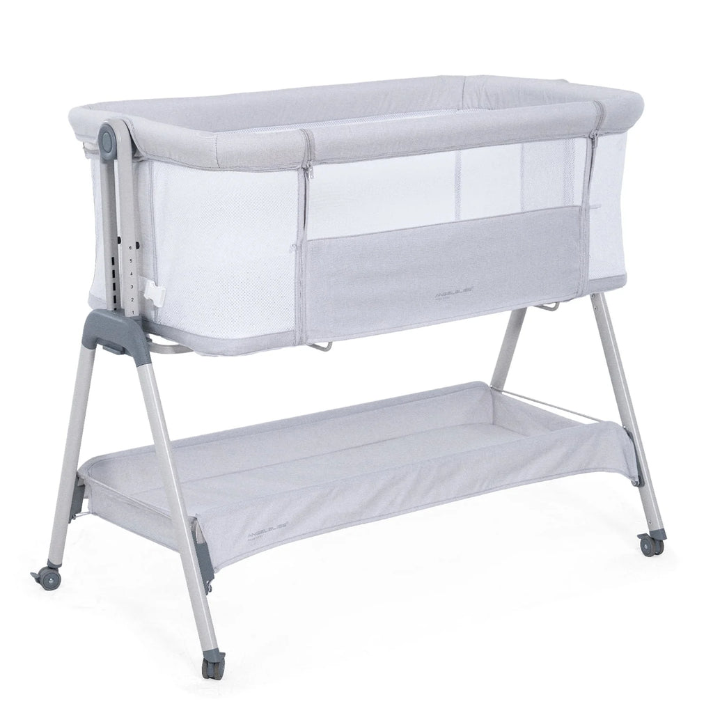 Flat Bedside Bassinet with Storage Basket, Portable Crib with Wheels, Mesh, Mattress L782