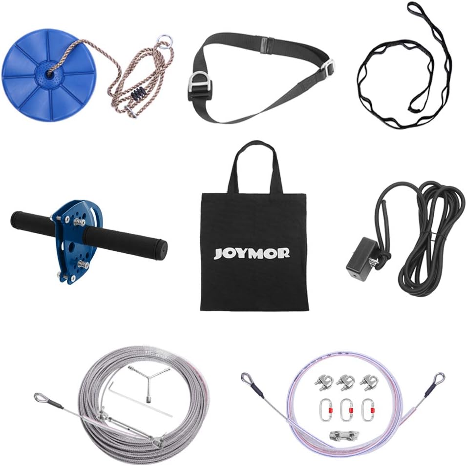 304 Stainless Steel Cable Zip Line Kit with Detachable Trolley (200ft) J84908