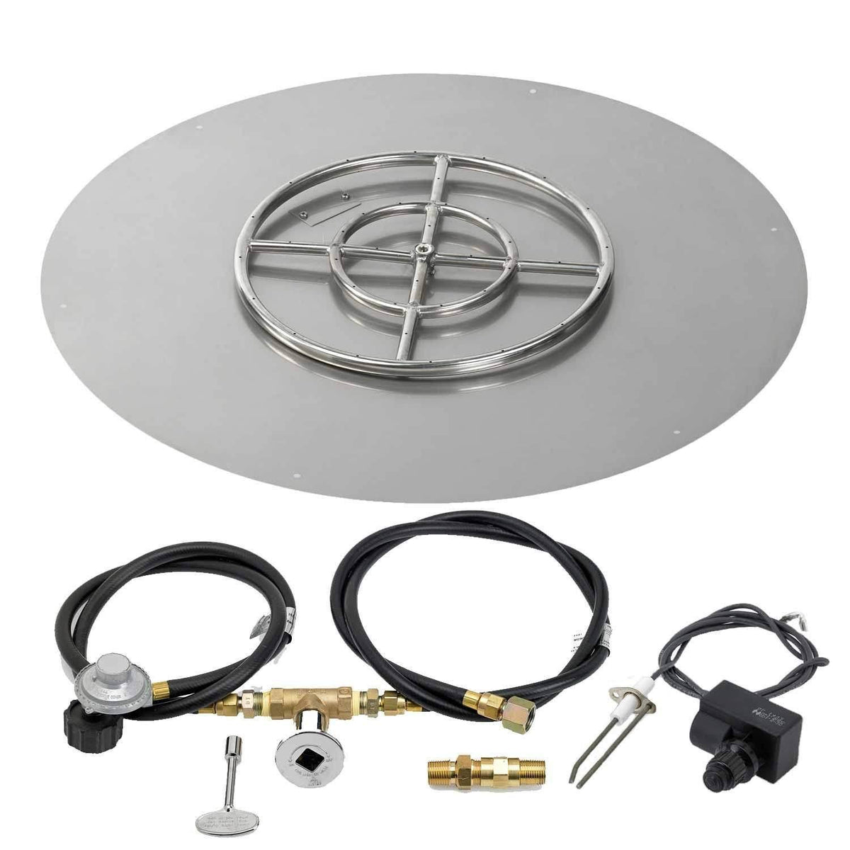 18x22 Round Stainless Steel Flat Pan with Spark Ignition Kit Propane X70477