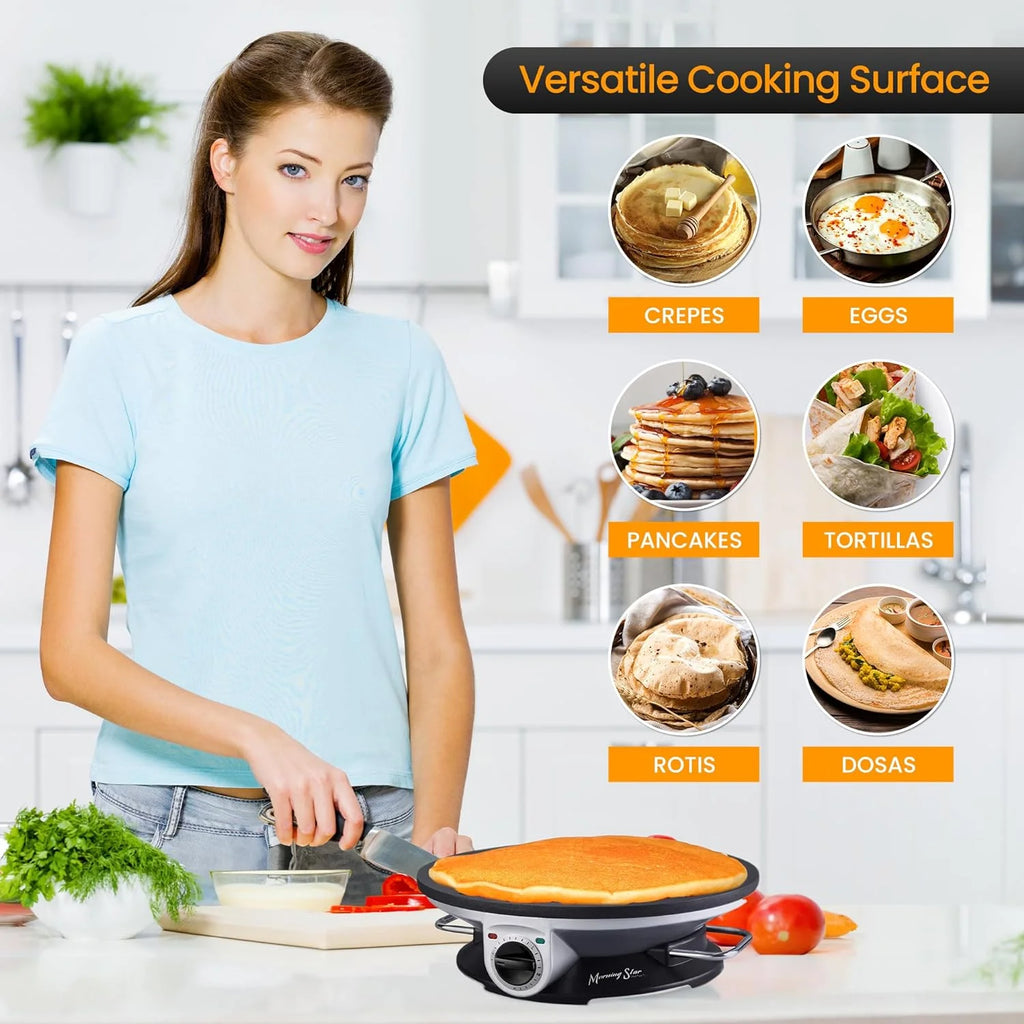 Electric Non Stick Crepe Maker with Temperature Knob X5372