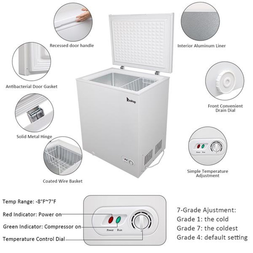 White Single Door Horizontal Freezer, 143L / 5.0 CU.FT B593082