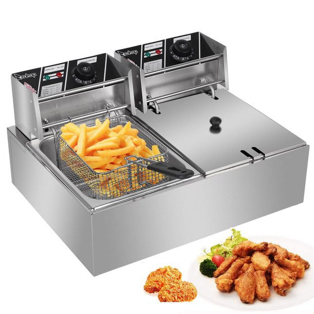 12.7QT 12L 5000W Dual Tank Stainless Steel Electric Deep Fryer T7662