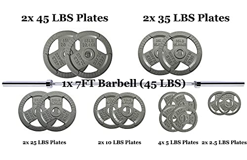 300-Pound Olympic Weight Set with 7FT Olympic Barbell and Cast Iron Plates D846